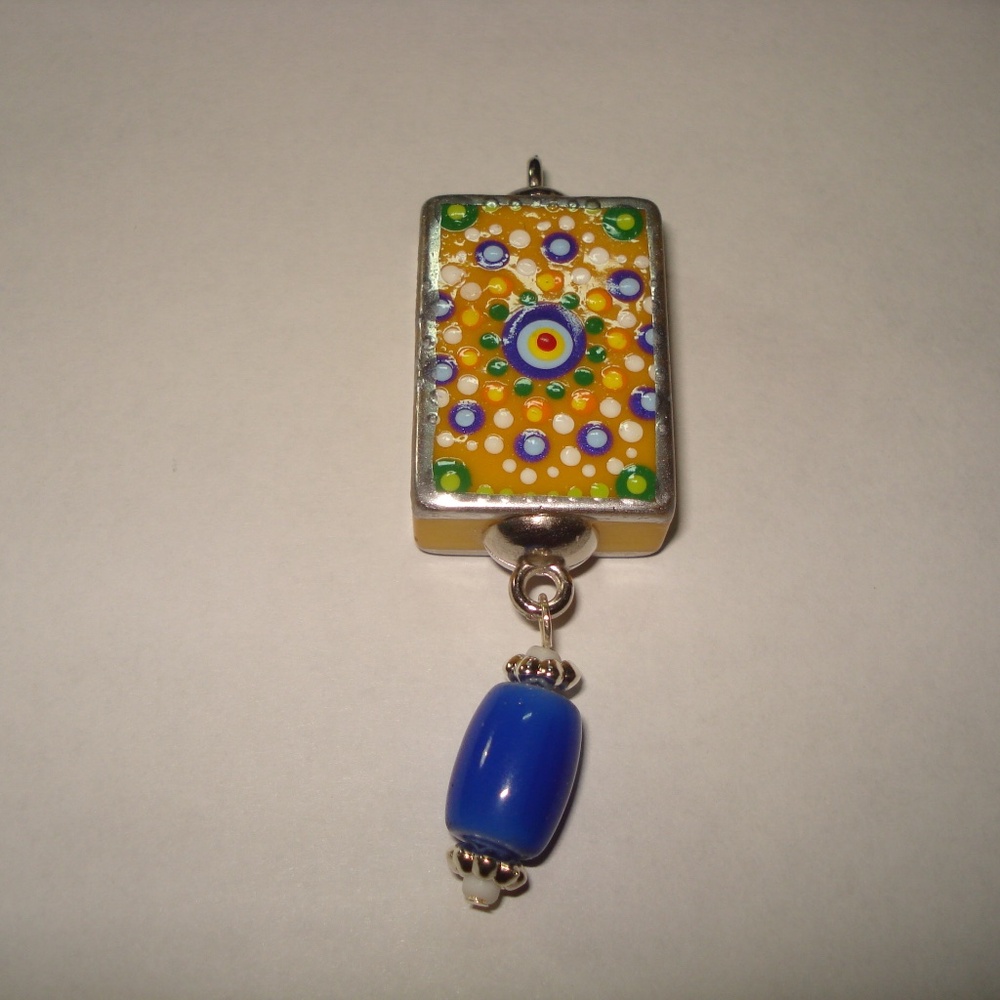 Vintage Bakelite 2-Sided Themed Mah Jong Pendant